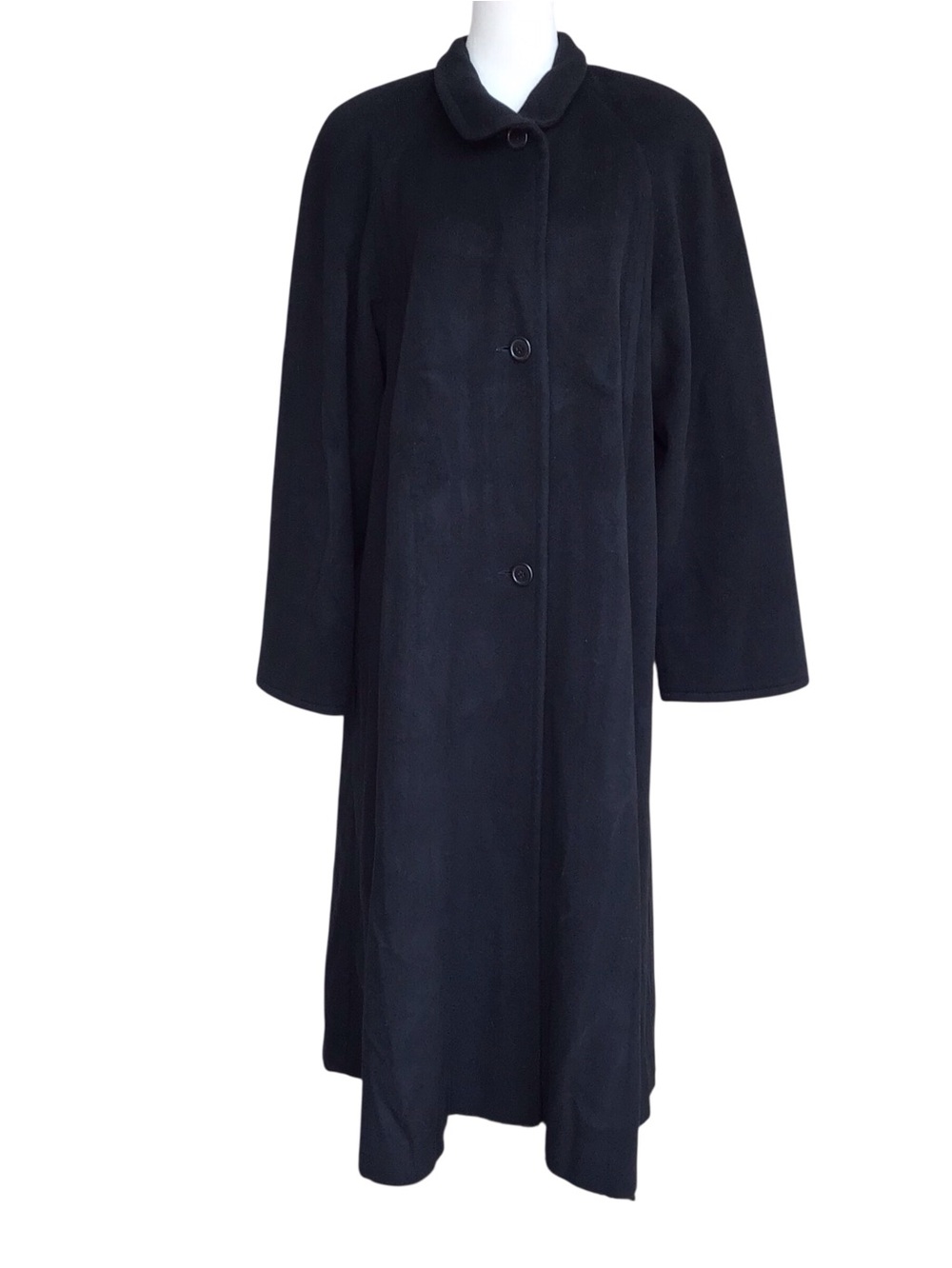 Evan Picone Vintage Black Wool Camel Hair Trench Coat